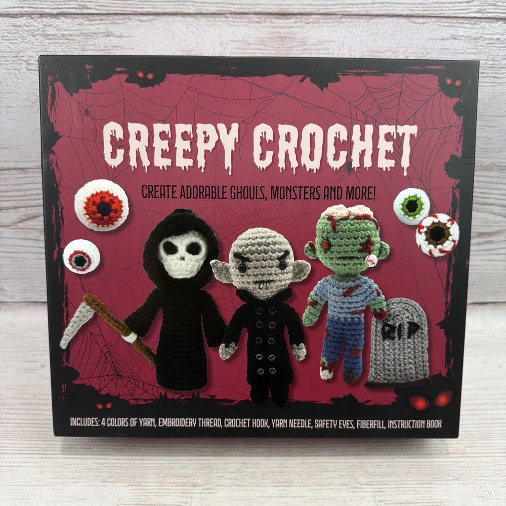 Creepy Crochet Kit Create Adorable Ghouls Monsters & More Includes 4 Colors